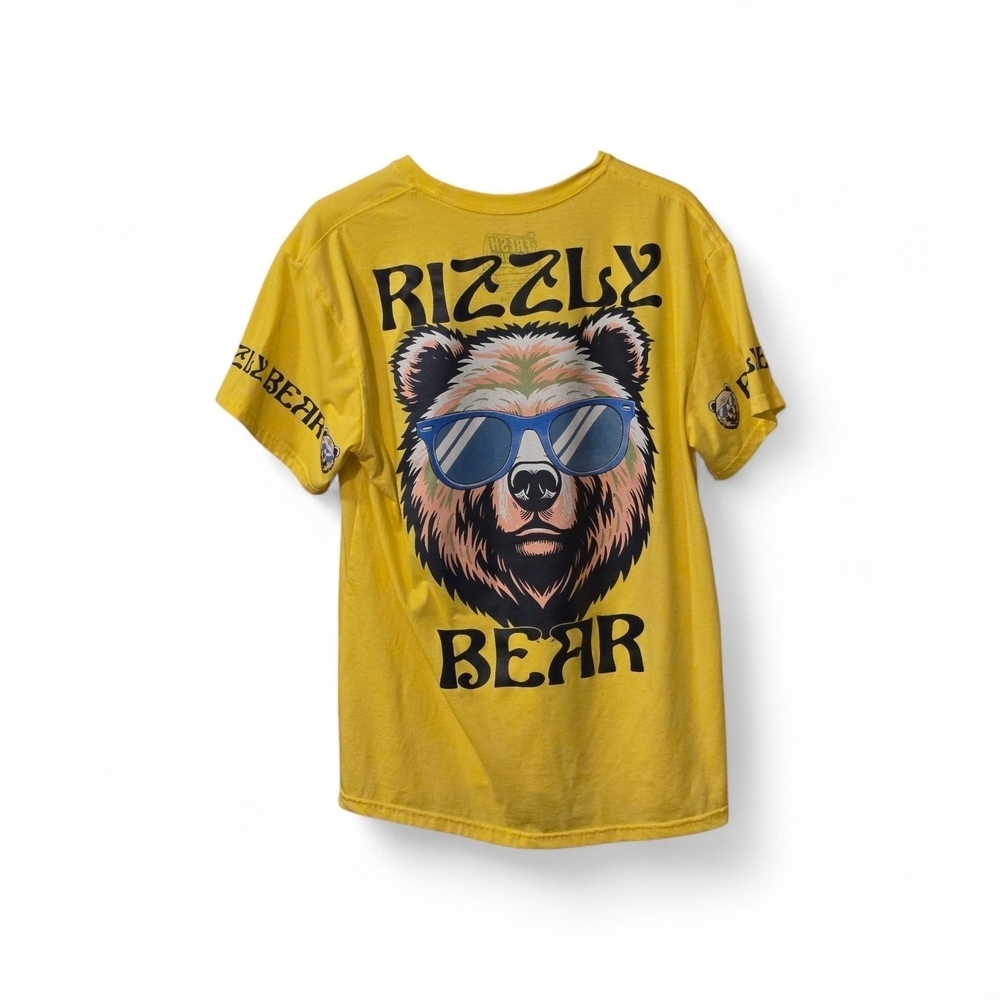 Fresh Laundry Rizzly Bear w/ Sunglasses Fun Whimsical Quirky Bold Yellow Tee XL - Picture 3 of 8